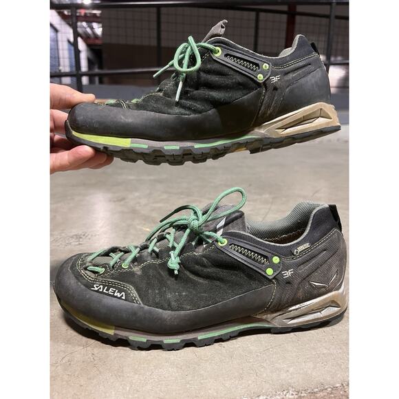Salewa MS MTN Trainer GTX 3F size 10.5 Black Gore-Tex Vibram Soles Suede Leather - Picture 1 of 8